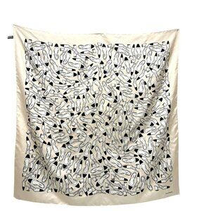 CHANEL Pump motif Apparel Accessories Stole/Shawl Large Scarf silk Beige/Black